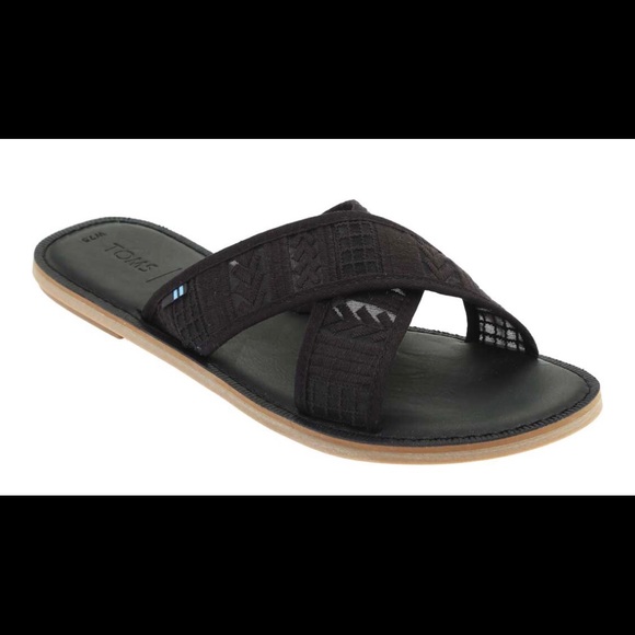 Toms Black Arrow Embroidered Mesh Viv Sandals - Picture 2 of 6